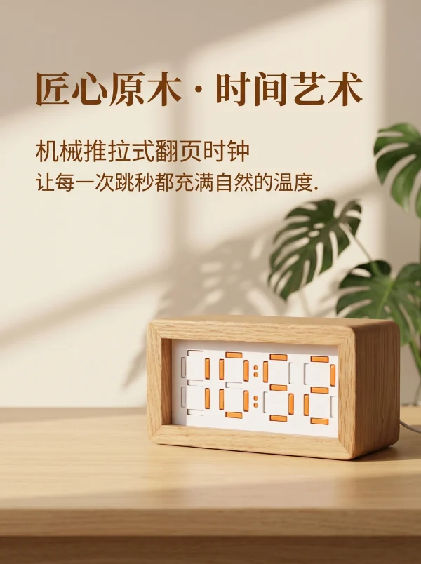 Mechanical Push-Pull Flip Clock
